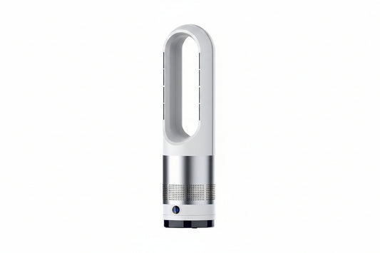 White and silver handheld device on a white background